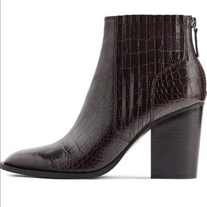 Zara animal print block heel ankle boots